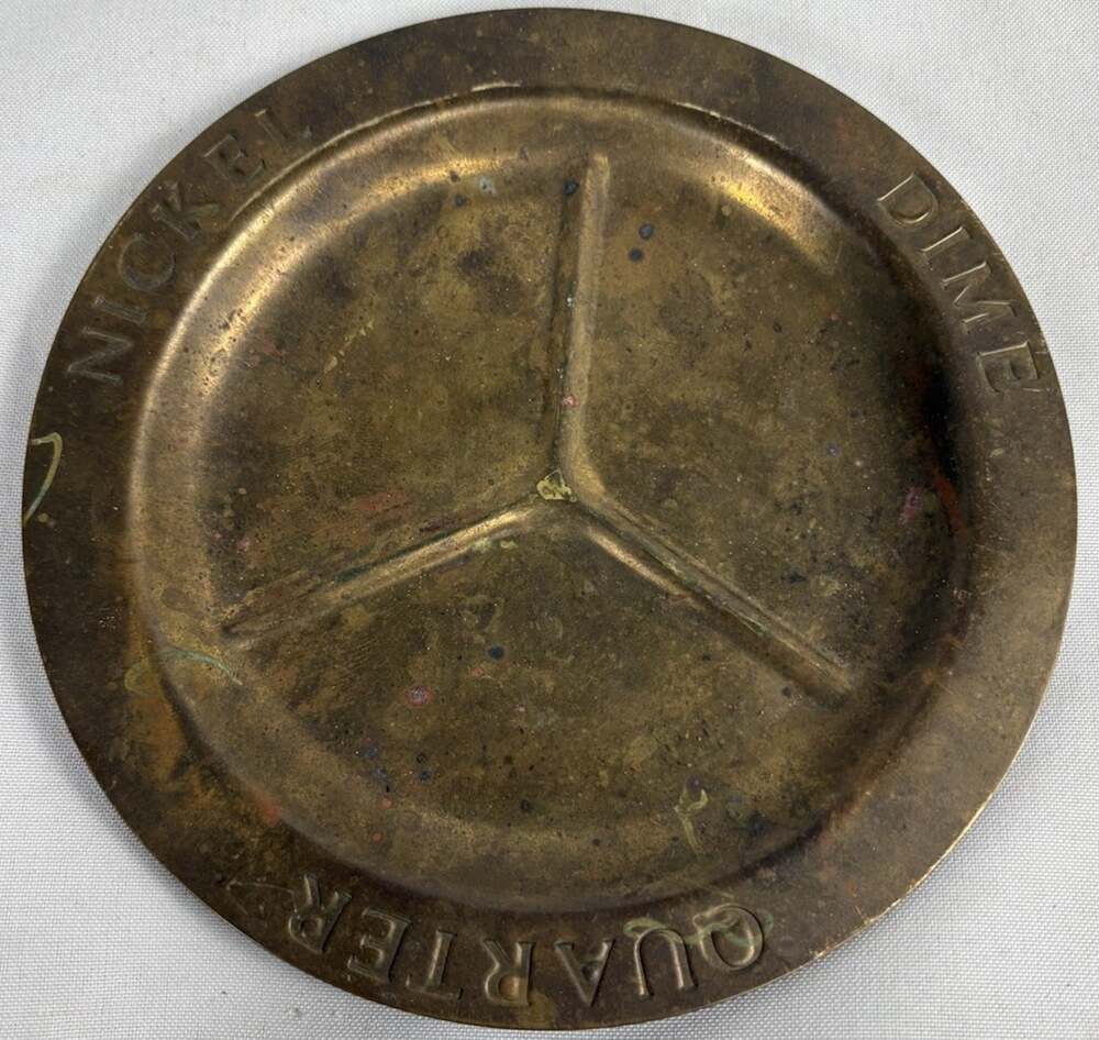 Vintage Brass Pocket "Change" Dish Unpolished Natural Patina